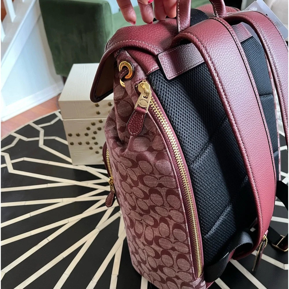 Coach Wine Sullivan Backpack In Signature Chambray